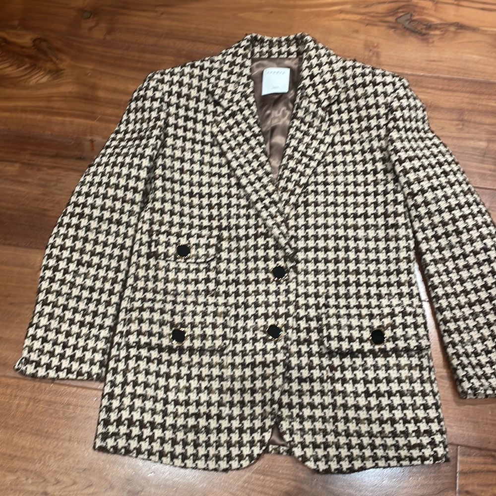 Sandro Esther Houndstooth Jacket H21gena Skirt maroon brown beige tweed suit set - Picture 4 of 12